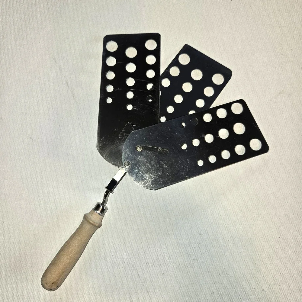 Vntg Triple Bladed Expandable Wooden Handle Spatula‎ Flipper Turner